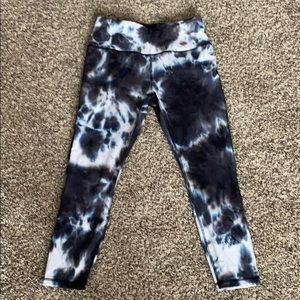 Size large leggings tie dye black blue and white